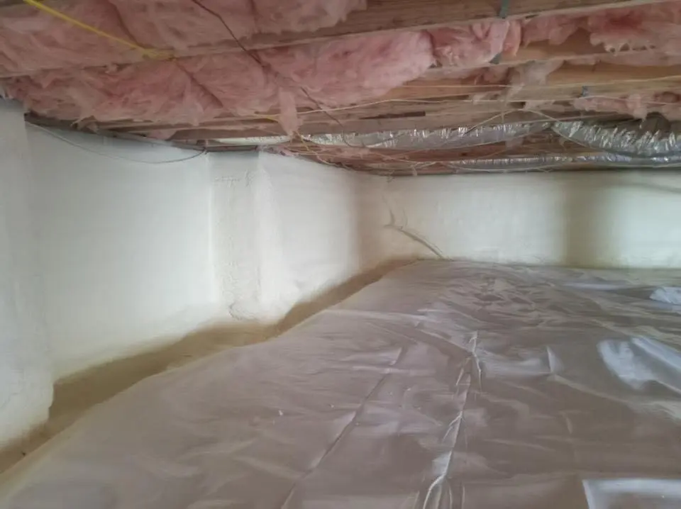 Crawl space encapsulation with closed-cell spray foam for Attic Insulation in Sturtevant